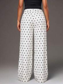 Pantalones anchos de pierna ancha de satén negro sueltos y minimalistas modernos para mujer, pantalones largos de oficina, pantalones anchos negros, pantalones anchos de cintura alta, pantalones de traje negros, pantalones largos de satén, pantalo - Multicolor - Ver 3