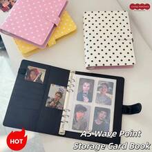1pc Retro A5 Colorful Polka Dot Loose-Leaf Notebook, Lacquered Glossy Cover, 3-Inch Mini Photo Album Card Holder School Supplies - A - View 2