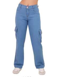 Graphite Cargo Jeans For Girls (Youth) - Azul Cadete - Ver 2
