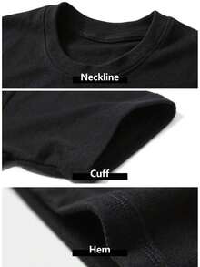 1 camiseta negra para hombre con estampado de cita motivacional, cuello redondo, camiseta casual de algodón, tejido de punto de elasticidad media, corte regular para hombre, talla S-XXXXXL - Negro - Ver 4