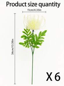 1/3/6支仿真菊花，逼真蓬松花瓣，深绿色锯齿状叶片，栩栩如生的丝绸菊花花束，适用于家居、婚礼、派对DIY花艺布置、中心装饰 - 白色 - 查看 14