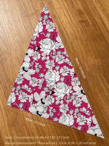 Floral Dog Bandana, Flower Leaves Dog Triangle Scarf, Spring Summer Bibs Scarf Red Soft Dog Kerchief Premium Durable Fabric, Adjustable Flower Bandanas For Medium Large Dogs Pets - Multicolor - View 3