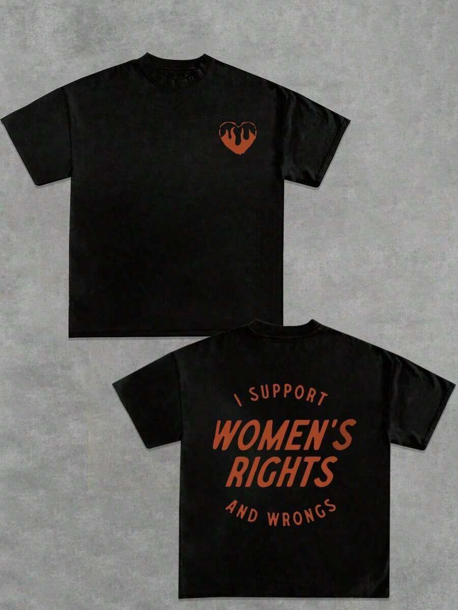 Men's Short-Sleeved T-Shirt With Double-Sided Retro Graphic Print, Unique Style, 230g Washed Cotton, For Outdoor Use In Summer, With A Certain Thickness. - Black-2 - 查看 1