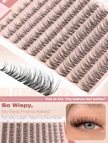 100pcs/Set Breeze Wispy Lash Extensions, Natural Fluffy Lash Extension Kit, D Curl Lash Extension Set, Lightweight Lash Extension Kit, DIY Individual Lash Cluster - D - View 2