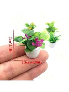 4pcs/Set Miniature Potted Plants Assortment, Dollhouse Decor Realistic Floral Micro Landscape Accessories - Plant - View 3