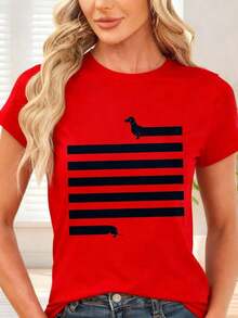 GiftCamiseta de  con Estampado Minimalista para Uso Diario y Ocasiones CasualesSoft - Rojo - Ver 7