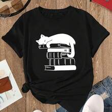 Printed T-Shirt For Men And Women - 黑色 - 查看 1