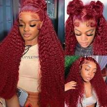 360 Burgundy Wig Human Hair Deep Wave Hidden Strap 360 Lace Front Wigs Human Hair 250% Density Invisible Strap Pre Plucked Glueless Human Hair Wig 13x6 99J Burgundy Curly Wig Human Hair For Women 13x4 Brazilian Wine Red Colored Lace Frontal Wig - S99J - 查看 4