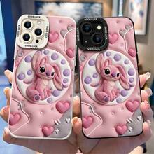 Disney Lilo & Stitch Phone Case, Angel Polka Dot Protective Cover. Compatible With IPhone 17, 16, 15, 14, 13, 12, 11 Pro Series And Galaxy S22, S23, S24, S25 Models, Featuring A Plush-Style Pink Angel Sitting In A Polka Dot Frame Against A Pink And Grey Heart-Pattern Background, Perfect For Fans Of The Cute Alien, Ideal For Birthdays, Holidays, Anniversaries, Graduation Gifts, Or Any Special Occasion To Surprise Family, Friends, Classmates, And Loved Ones. - 黑色 - 查看 3