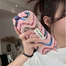 1pc Cute Wavy Pattern Pencil Pouch, Colorful Embroidered Soft Fabric Pen Case With Korean Label, Lightweight Zippered Storage Bag For School Supplies, Cosmetics, Small Essentials, Perfect For Students & Daily Use, Back To School - Pencil Case - View 6