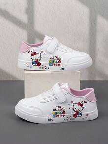 SANRIO 一双时尚实惠的休闲运动鞋，儿童运动鞋，耐穿篮球鞋，适合日常穿着和户外活动，圣诞礼物，发光鞋，户外玩耍鞋，趣味设计鞋，卡通印花鞋，透气面料鞋，柔韧鞋底鞋，儿童运动鞋，运动鞋，节日礼物，2D平底鞋 - 白色 - 查看 1