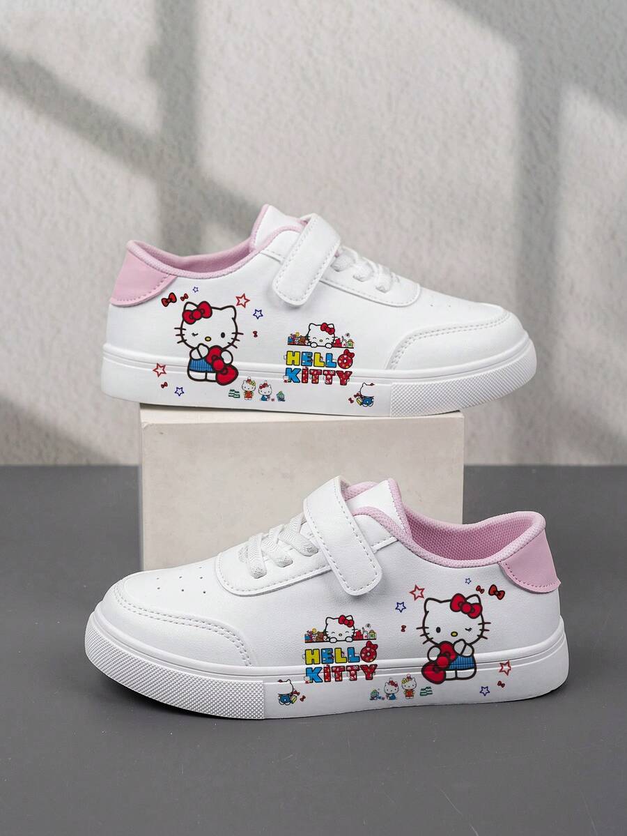 SANRIO 一双时尚实惠的休闲运动鞋,儿童运动鞋,耐穿篮球鞋,适合日常穿着和户外活动,圣诞礼物,发光鞋,户外玩耍鞋,趣味设计鞋,卡通印花鞋,透气面料鞋,柔韧鞋底鞋,儿童运动鞋,运动鞋,节日礼物,2D平底鞋 - 白色 - 查看 1