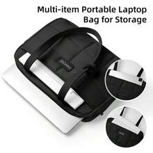 DANYCASE Bolsa para portátil de 13.3-15.6 pulgadas, bolsa de almacenamiento portátil para computadora, funda ligera de unicolor para tableta, unisex, compatible con iPad - Negro - Ver 5