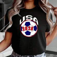 World Cup 26 Jersey - Mexico, USA, Canada - Football Fan Items. 220g Cotton T-Shirt, Loose Fit, Unisex, Maximum Comfort, Suitable For All Types Of People, Whether Women Or Men. Durable, High-Quality Fabric, Suitable For All Sewing Needs, Soft To The Touch, Yet Durable. Breathable Tops For Women. Autumn Outfits For Women, Vacation Outfits, Halloween Costumes For Women - 黑色 - 查看 1
