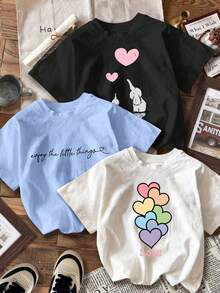 Women's 1 Piece Set: English Elephant Print T-Shirt - Casual Pure Cotton Fabric, Round Neck, Comfortable For All Seasons, Inspired Font Design, Fashionable Retro Style, Women's Summer Casual Sporty Top, Short Sleeve Round Neck T-Shirt. - 黑色 - 查看 4