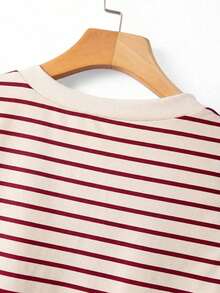Nueva camiseta de mujer de manga corta con cuello en V a rayas - Multicolor 3 - Ver 4