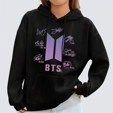 New Member Signature Hoodie For Men And Women, Autumn/Winter Gift, Everyday Wear, Digital Print, Limited Offer, Comfortable, Soft, Suitable For Concerts, Casual Outings, Or Days Off - 黑色 - 查看 1
