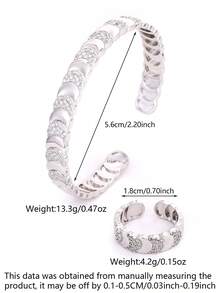 LIGHTSOME 2pcs/Set Women's Luxury Fashion Moon Open Bangle, 18K Gold Plated Copper With Zirconia, Middle Eastern Style Moon Tennis Bracelet Ring, Suitable For Daily Wear - Moon Bracelet Ring - View 5
