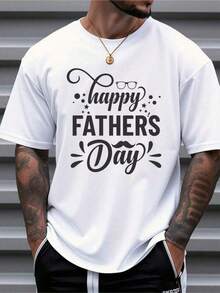 Camiseta de Hombre para el Día del Padre, Casual, de Manga Corta, con Lema "Feliz Día del Padre", Estampado de Huellas y Manos, Cuello Ajustado, Transpirable, Regalo para Papá o para el Día del Padre, Lavable a Máquina - Blanco - Ver 8