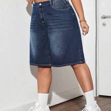 Plus-Size Women's Blue Summer Casual Vacation Cropped Jeans, Suitable For Everyday Casual Vacations. - Multicolor - Ver 5
