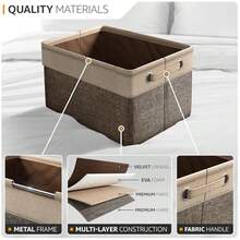 Sorbus Fabric Storage Cubes 15 Inch - Big Sturdy Collapsible Storage Bins with Dual Handles - Foldable Baskets for Organizing -Decorative Storage Baskets for Shelves Home and Office Use -3 Pack Brown - Marrn - Ver 5