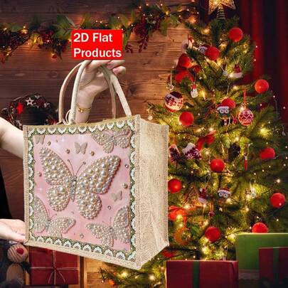 2DFlat Products 2059 New Stress Relief Faux Pearl Painting Tote Bag Diamond Painting Kit With Self-Adhesive Faux Pearls & Diamond Embellent, Stylish Tote Bag Suitable For Daily Commuting, Travel, Shopping, Fashionable Versatile Casual Storage Handbag