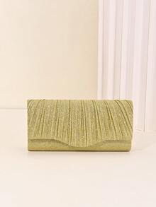 Clutch estilo sobre con tapa abatible, perfecto para fiestas de noche de mujeres, adecuado para bodas, recepciones de cóctel, graduaciones y diversos eventos. - Dorado - Ver 5