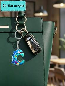 2D Flat Acrylic Keychain, Dolphin Letter Keychain, Novelty Keychain, 26 Letters, Dolphin, Marine Life, Keychain Accessories, Fashion Accessories, Suitable For Various Occasions Matching Keychain - Dolphin - View 5