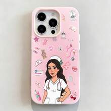Pegatinas con temática médica de dibujos animados de enfermeras rosas.funda de teléfono Fundas compatibles con ,Apple,VIVO,OPPO,,, y Honor.Fabricadas en silicona TPU,ofrecen protección contra golpes y caídas. - Rosa - Ver 5