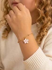 3pcs/Set Cute & Fashionable Flower Beaded Bracelet, Suitable For Children, Girls, Friends, Summer Beach, Party, Daily Wear - Multicolor - View 2