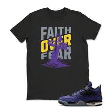 Camiseta deportiva Faith Over Fear negra a juego con Jordans 4 Imperial Purple (adultos y niños), sudadera con capucha y 4 Imperial Purple. - forma - Ver 1