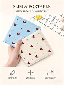 1pc Red Heart Pattern Portable Car File Storage Bag, Suitable For Storing Vehicle Registration, Insurance Card, Driver's License, ID Card, Travel Accessories, Passport Holder, Coins. Ideal Car, Truck, Motorcycle And Trailer Owner's Interior Organization Choice - Multicolor - View 2