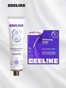 [CEELIKE] 紫色美白牙貼，附牙齦牽引器 - 7/21次療程 - 含奈米羥基磷灰石保護牙釉質 - 無過氧化物配方 - 14貼+黏蛋白 - 查看 3