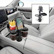 4-In-1 Multi-Function Car Phone Holder With Cup Holder, Tray, And Small Dining Table - A - View 1