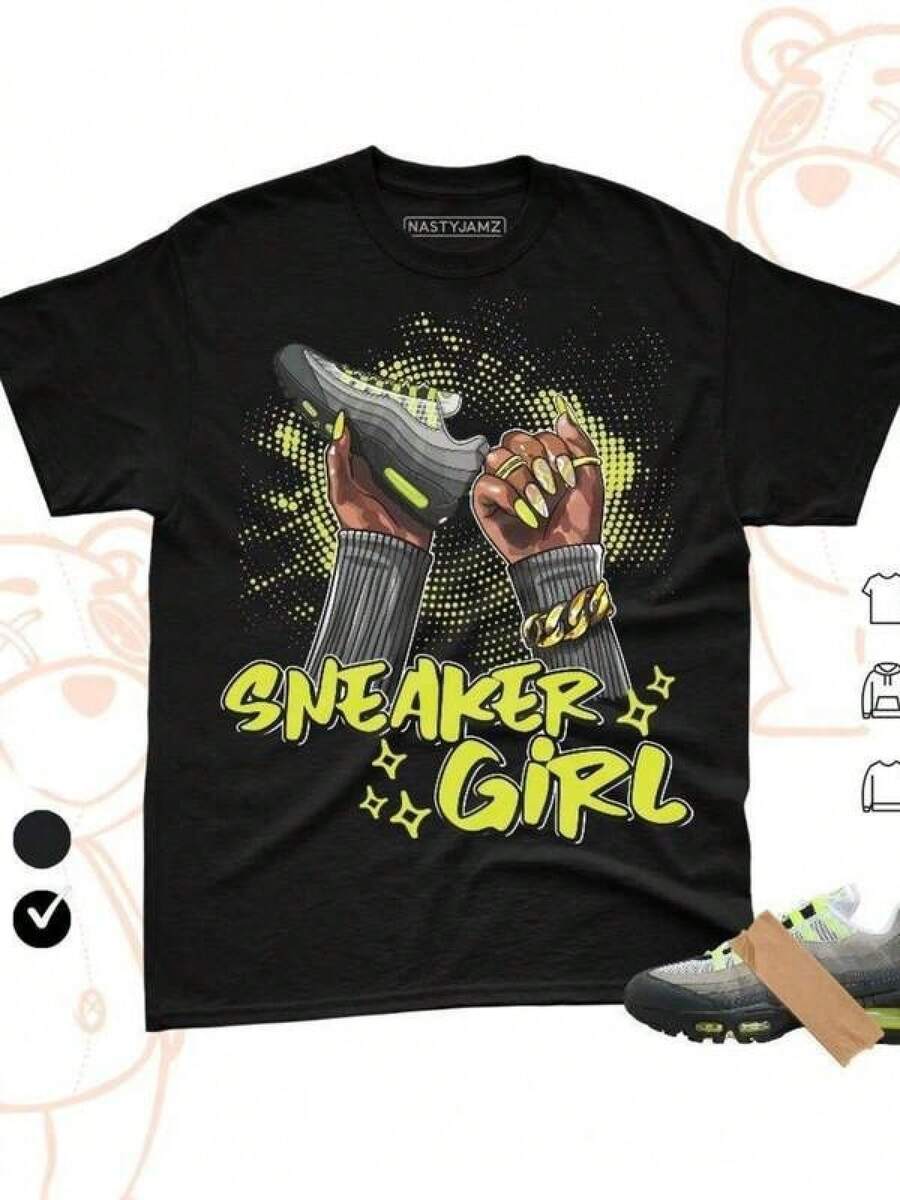 95 Big Bubble Neon Yellow Black Cool 2026 OG Match Sneaker Girl Nail Streetwear Graphic Tee, Unisex Casual Teeblusas para mujer,blusas casuales para dama,tops,, mujer premium,y2k,playeras de mujer curvy,ofertas y liquidaciones ropa mujer,playeras deportivas para mujer,,playeras de hombre, mujer,blusas>elegante YL5R - Negro - Ver 1
