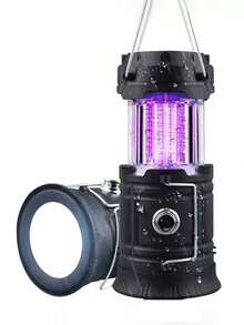Solar Powered Outdoor Sports Camping Light, Foldable LED Solar USB Rechargeable Flashlight, Emergency Hanging Lamp, Camping Emergency Gear, Blackout Supplies, Storm Survival Kit, Indoor & Outdoor Use - Black + Mosquito Repellent Function - View 6
