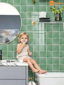 SUPSTICKER 12pcs Multi-Color Solid Faux Brick Texture Morandian Watercolor Minimalist Ins Style Crystal Self-Adhesive Wall Stickers, Premium Thick PVC Material, Easy Installation Peel And Stick, Freely Combinable, Waterproof, Oil-Proof, Dirt-Resistant, Easy To Clean And Remove, Suitable For Kitchen, Bathroom, Children's Room, Rental Home Decor Renovation, 7.87*7.87inch/11.81*11.81inch - Multicolor - View 5