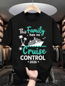1 Piece. This 2026 Summer Vacation T-Shirt With The Phrase "This Family Doesn't Have Cruise Control" Is A Perfect Gift For Family Trips, Cruises, And Adventures. It's An Ideal T-Shirt To Give To Friends And Family On Any Holiday Or Special Occasion. 220g 180g 100% Cotton. - 白色 - 查看 9