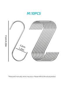 20Pcs Extra Large S-Shaped Hooks, Heavy Duty Stainless Steel Hooks, Multi-Purpose Hanging Hooks For Clothing Kitchen Utensils Tableware Plants Towels Garden Tools - Silver - View 9