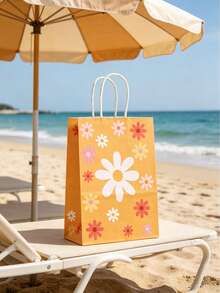 10pcs Spring Daisy Gift Bags Wholesale, Bohemian Style Party Favors, Spring Daisy Flower Pattern Gift Bags Suitable For Wedding, Birthday Party Decorations - Multicolor - View 7