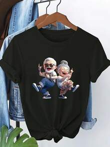 Short Sleeve T-Shirt For Women - 黑色 - 查看 1