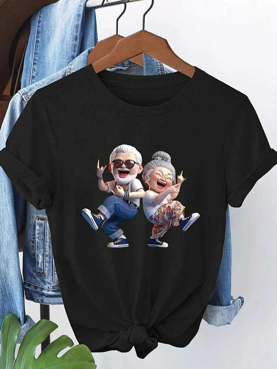 Short Sleeve T-Shirt For Women - 黑色 - 查看 1