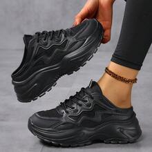 2026 Summer Fashion Women's Casual Slip-On Sneakers, Mesh Breathable Comfortable Women's Shoes, Thick Sole Women's Shoes With Rebound Sole, Suitable For Outdoor Walking, Fashionable Versatile Women's Shoes, Suitable For All Seasons - Black - View 9