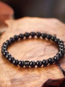 YOUNG&RICH YOUNG & RICH Men's Obsidian Bracelet, Natural Protective Stone Gift For Men, Healing Crystal Jewelry For Birthday/Anniversary Perfect Gift For Boyfriend - Black - View 3