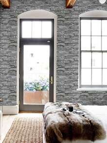 1sheet 100*40cm Adhesive Wallpaper Sticker, Retro Brick Pattern Waterproof Home Wall Decoration For Living Room,Renovation Stickers Peel Wall Panels,Wall Paper, Wallpapers,Spring Decoration Items Refresh Your Home,Rama Decoration Stickers - Grey - View 8