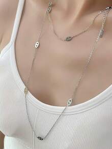 1 chiếc dây chuyền hình mũi heo bằng thép không gỉ cao cấp, không phai màu, kiểu dáng thanh lịch dành cho nữ. - Bạc - Xem 3