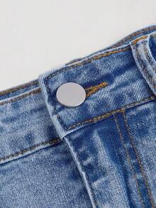 Minifalda casual cargo de mezclilla lavada para mujer - Azul lavado medio - Ver 3