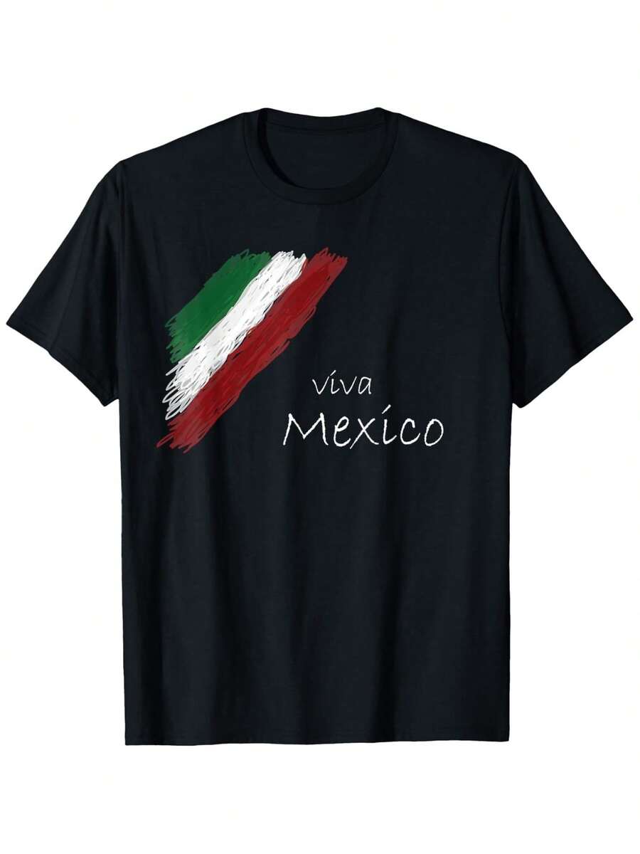 Camiseta de fútbol "El Tri Viva México", camisetas divertidas para hombre, camisetas de regalo divertidas para hombre y papá, camiseta gráfica con frases divertidas, camiseta casual de cuello redondo suave y transpirable para salir, apta para gimnasio, correr y senderismo - Negro - Ver 1