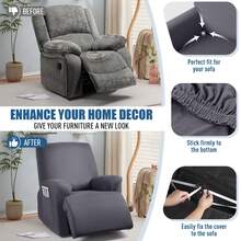 4-Piece Stretch Recliner Chair Covers For Oversized Recliners, Washable Polyester Soft Fabric Furniture Protector - Multicolor - View 4