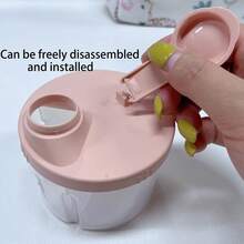4-Compartment Baby Formula Milk Powder Container, Large Capacity Portable Infant Food Storage Box - Pink - View 9